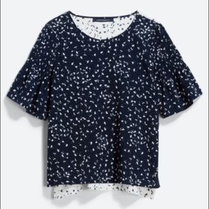 French Connection Pleated Sleeve Blouse